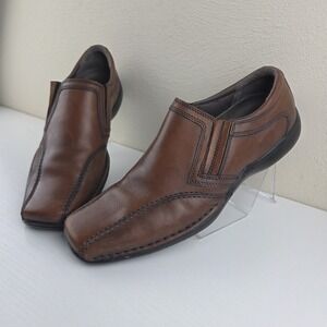 Clarks Shoes Slip On Loafers Brown Leather Moc Almond Toe Men's Size 9 M